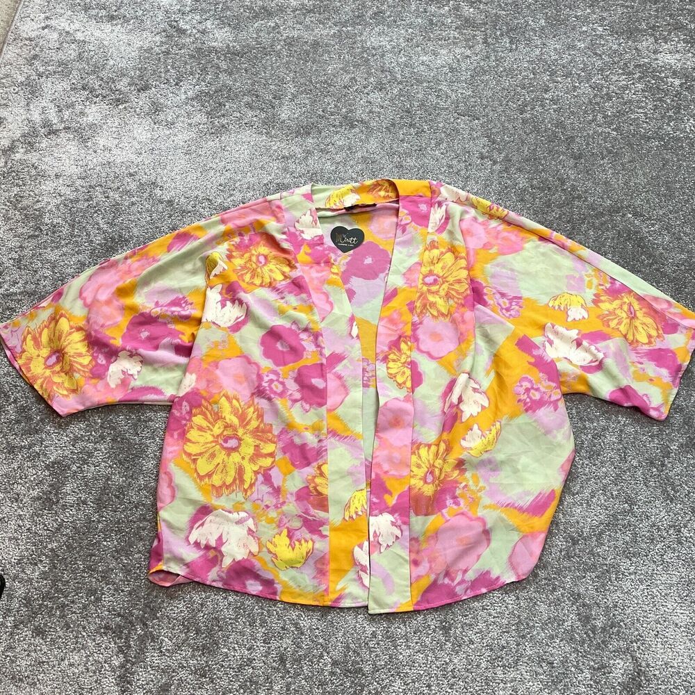 Meritt Kimono Blouse Top womens Small Relaxed Open Floral Colorful Light New NWT